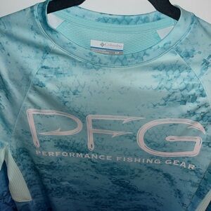 Columbia Mens Blue Performance Fishing Gear Aqua Performance Outdoor Shirt w